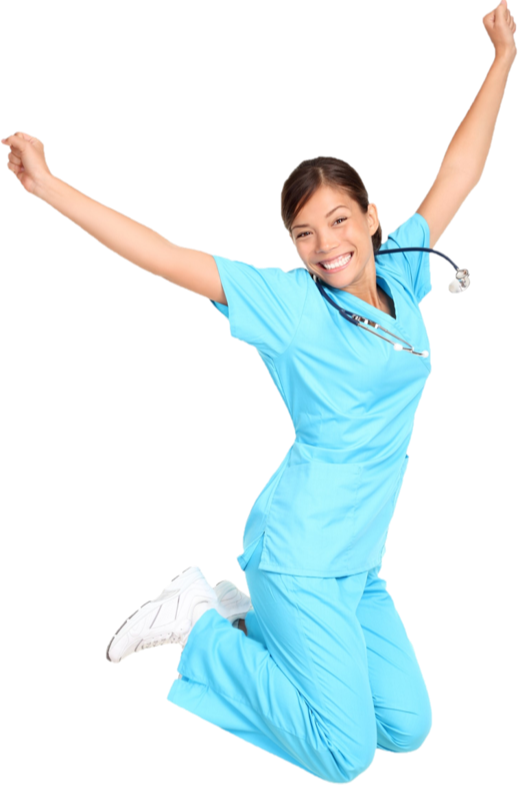 Freude springender PFelgefachkraft